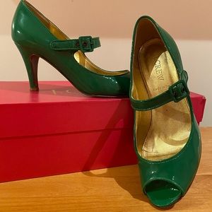 J. Crew Patent Leather Peep Toe Mary Janes